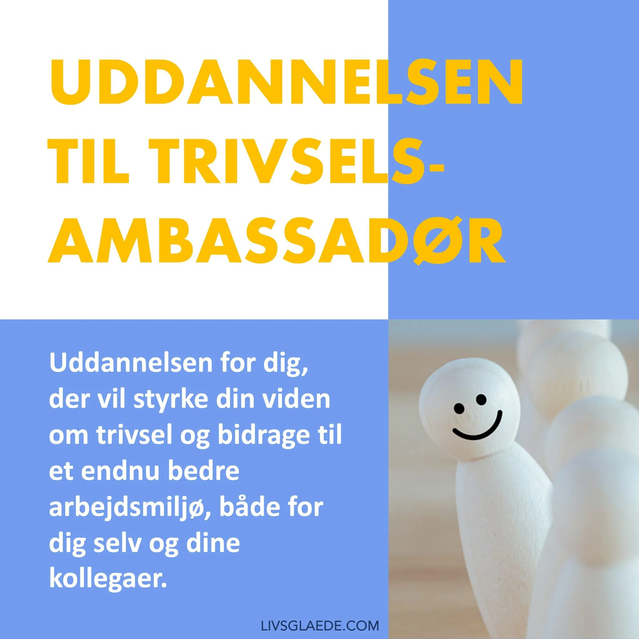 Vil du v&aelig;re med til at skabe mere arbejdsgl&aelig;de og trivsel &ndash; b&aring;de for dig selv og dine kollegaer? 😊

Som trivselsambassad&oslash;r f&aring;r du viden og redskaber om trivsel, og du bliver en del af et f&aelig;llesskab, der hj&