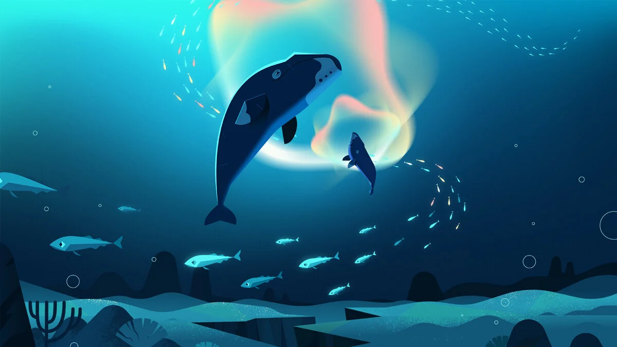 WWF Arctic Less Noise More Life whales underwater animation illustration sealife