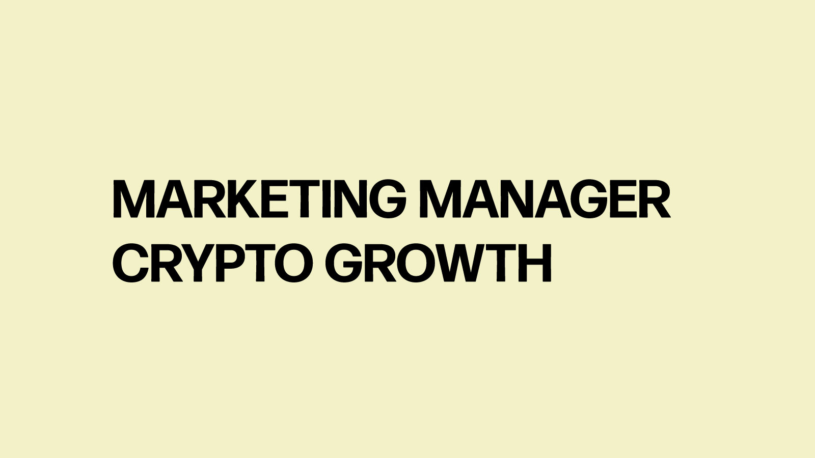 Marketing Manager Crypto Growth