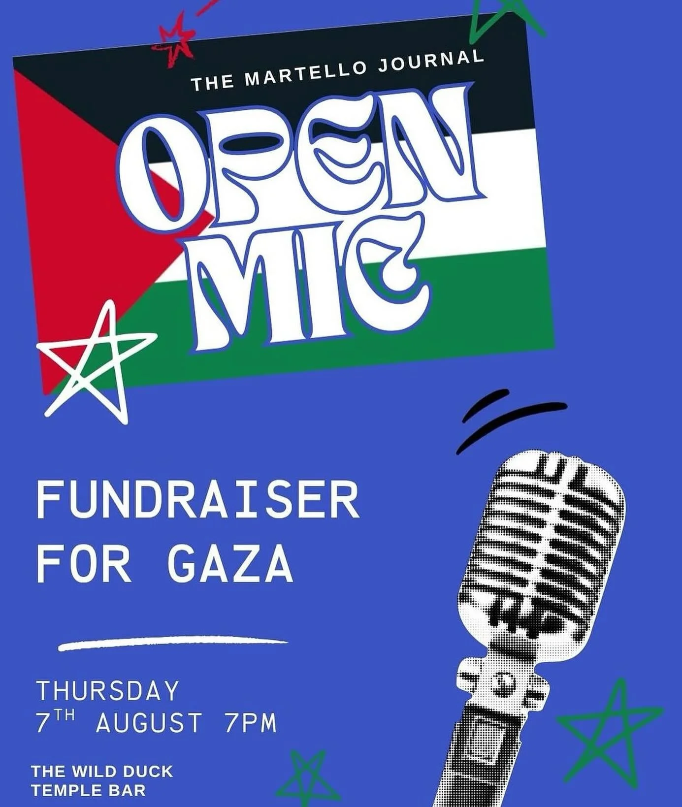 OPEN MIC FUNDRAISER 

The Martello Journal is returning with a series of open mics for Autumn 2025. Our inaugural open mic will be in support of Palestine. Tickets are pay what you can, and all donations will be for Medical Aid for Palestine. 

We we