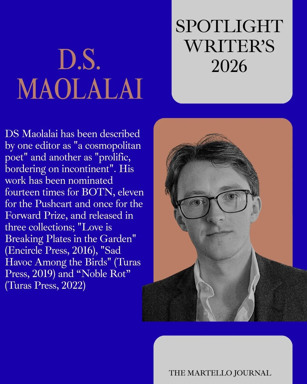 WRITER&rsquo;S SPOTLIGHT WINNERS 

Announcing our WINNERS! 

Compiling pieces for our issue&rsquo;s is always a very rewarding experience. Writer&rsquo;s Spotlight is a new initiative for 2026 and we are incredibly excited to work with the successful