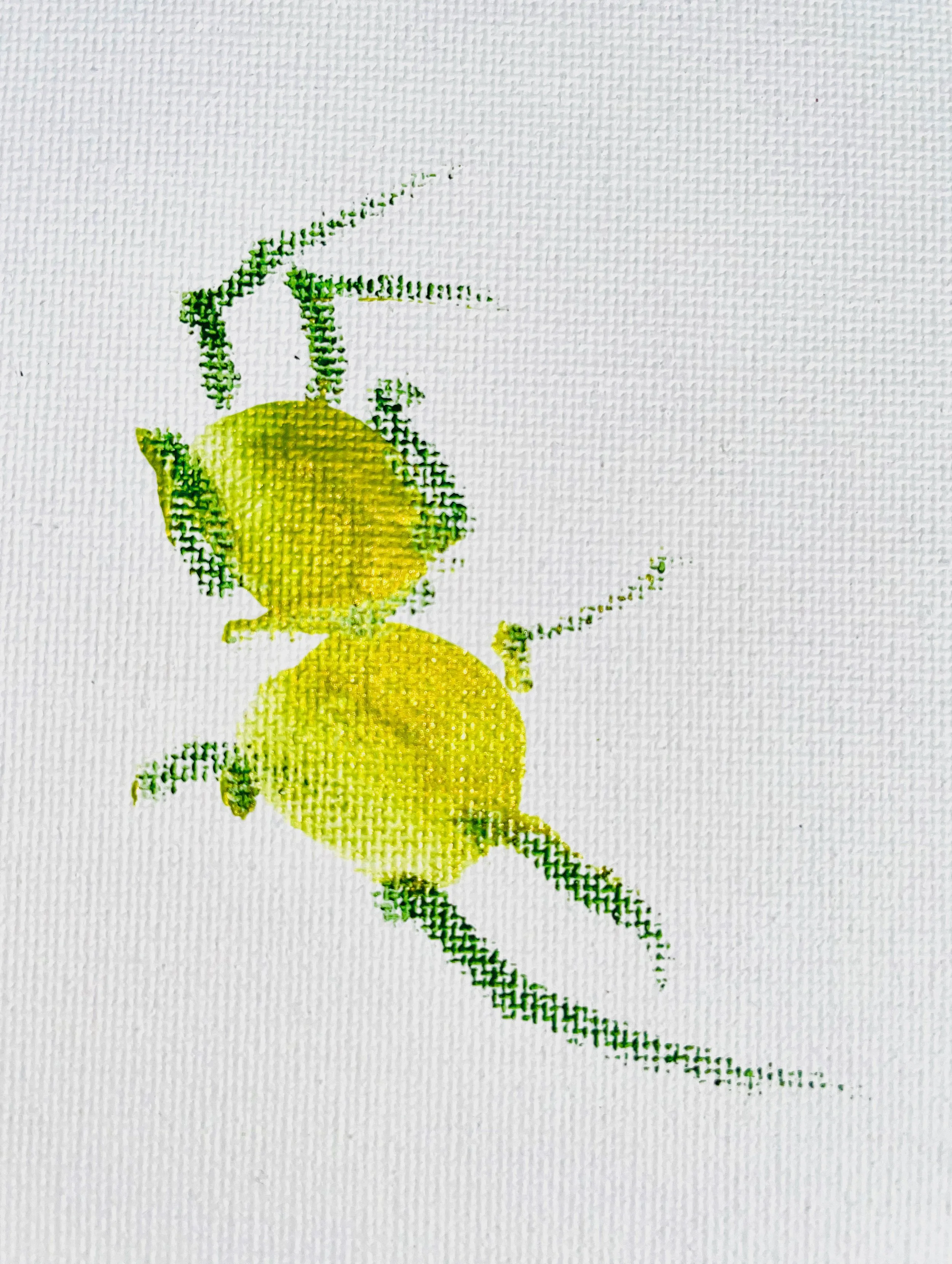 "Little Green Man": Rob's thumbprints form an alien in green and chartreuse.