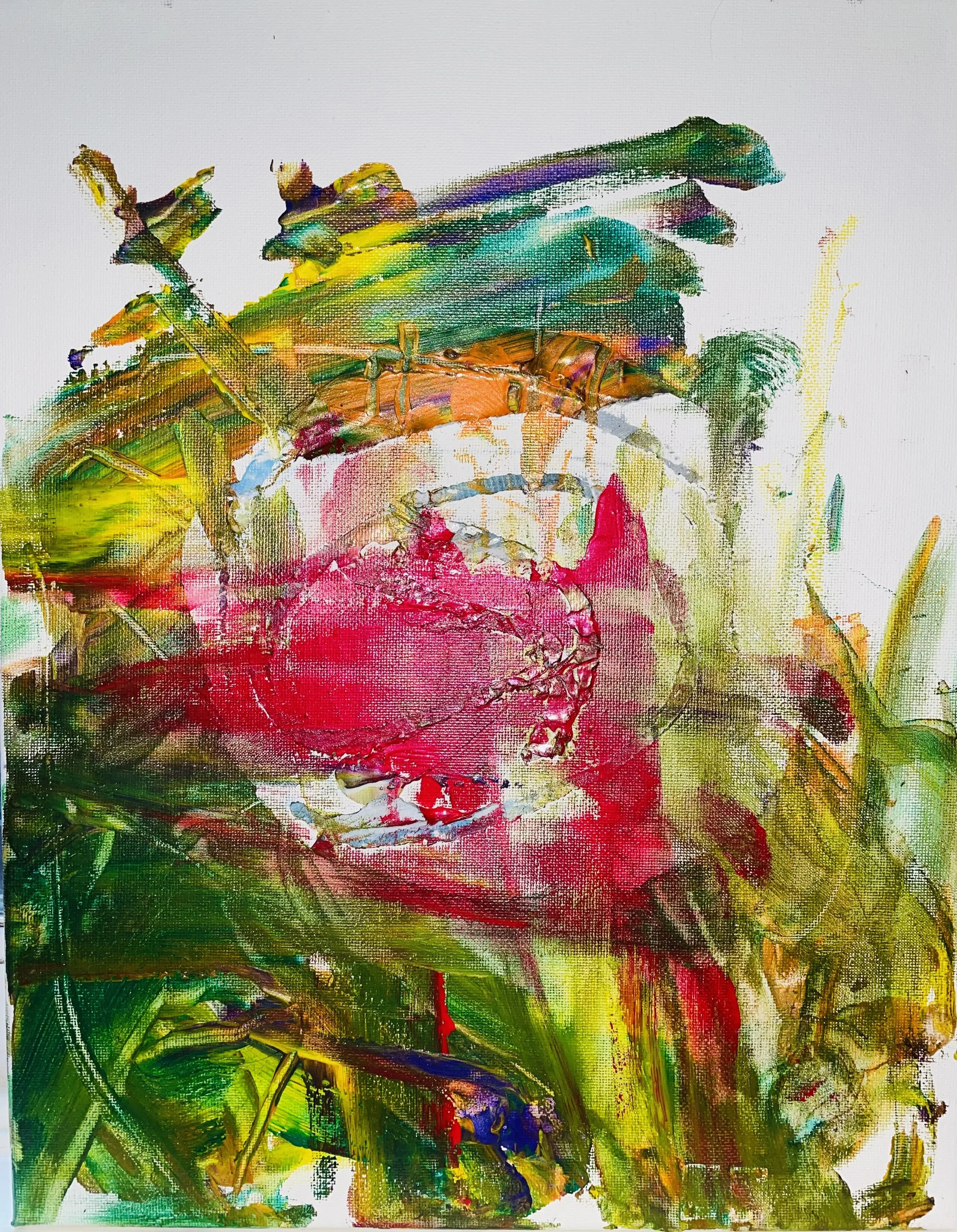 "Beast": gashes of green and yellow paint surround huge gashes of red in the center.