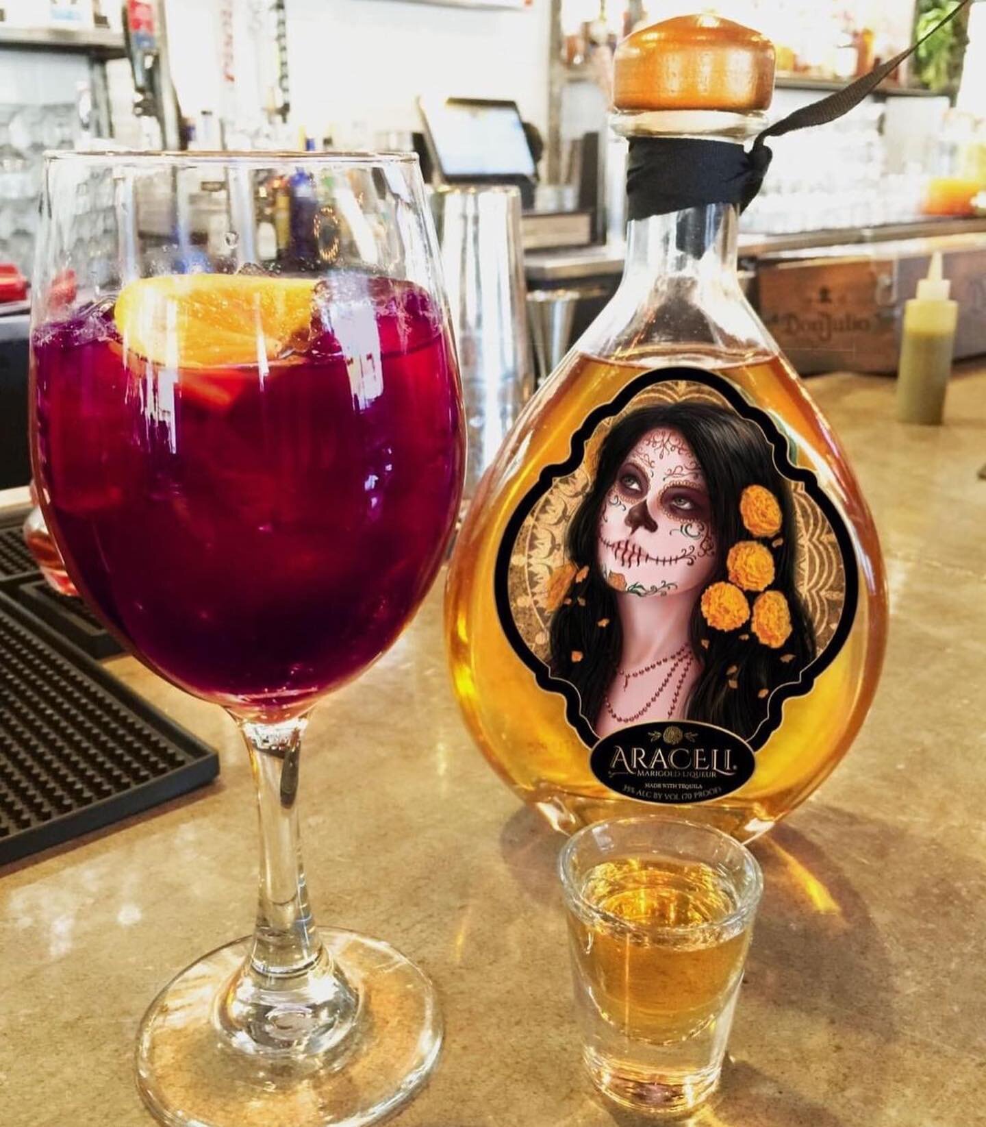 Feliz D&iacute;a de Los Muertos! 🧡✨
If you like sangria, you'll love Araceli's Marigold Sangria. Just add a shot or two of Araceli Marigold Liqueur to a glass of cold sangria and you're good to go! 🔥🔥🔥

#aracelimarigoldliqueur #araceli #marigold 