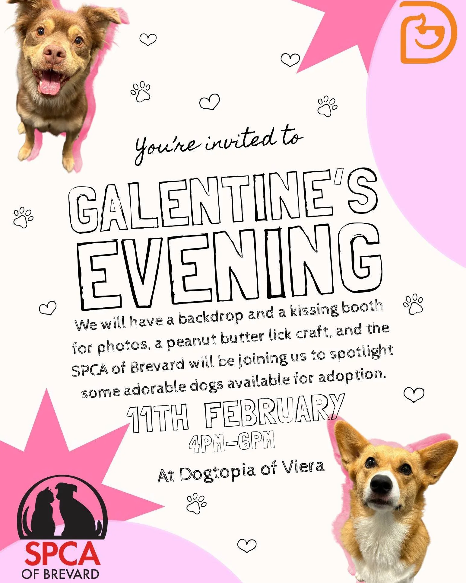 Celebrate Galentine's early with the SPCA and Dogtopia in Viera! 💗🐶

Join us on Tuesday, February 11th from 4-6 PM at @dogtopiaviera (5410 Murrell Rd Suite 117, Rockledge, FL 32955) for Galentine's Evening. We're bringing our sweetest adoptable dog