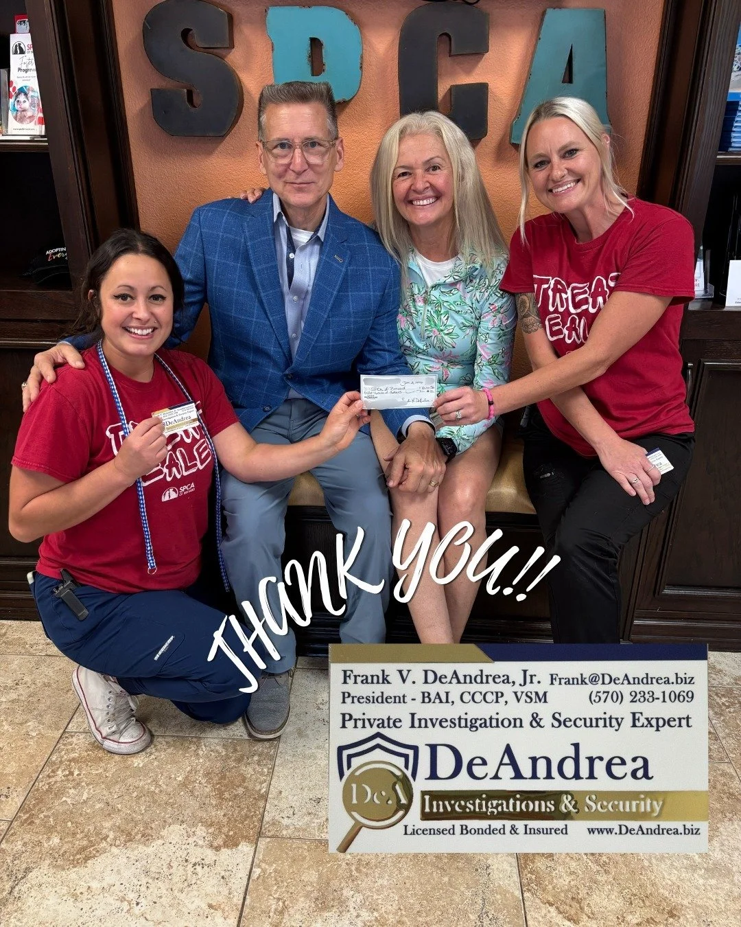 We want to give an extra special THANK YOU to The DeAndrea Family of DeAndrea Investigations &amp; Security! 🐾

They stopped by the adoption center yesterday to visit our amazing Vet Techs, Deanna and Hollie, after following their incredible TikTok 