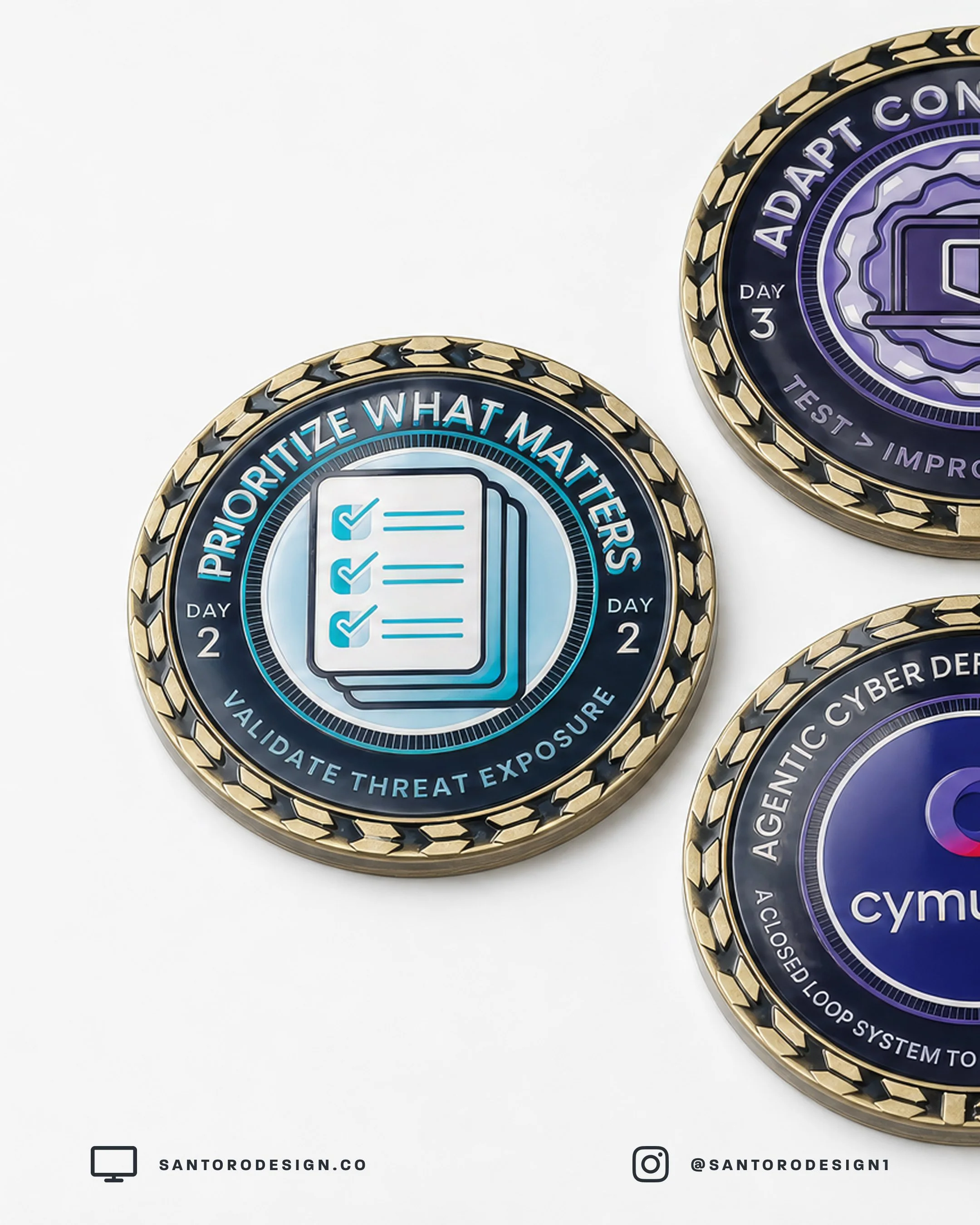 Large projects with strategic goals and KPIs are cool, but have you ever tried a small project you had fun working on? 
.
We had a great time working on these coin designs for @cymulate's BlackHat booth presence this upcoming August! Each coin repres