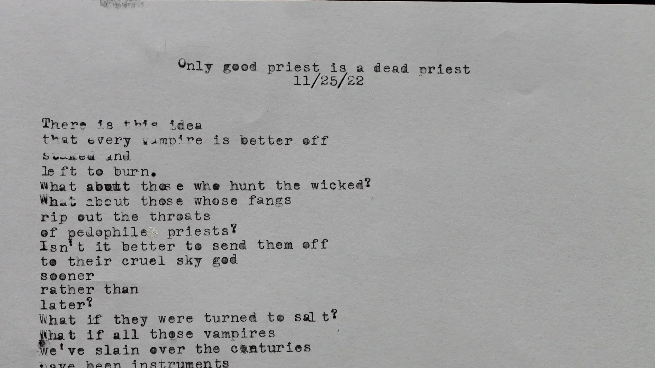 Only good priest is a dead priest