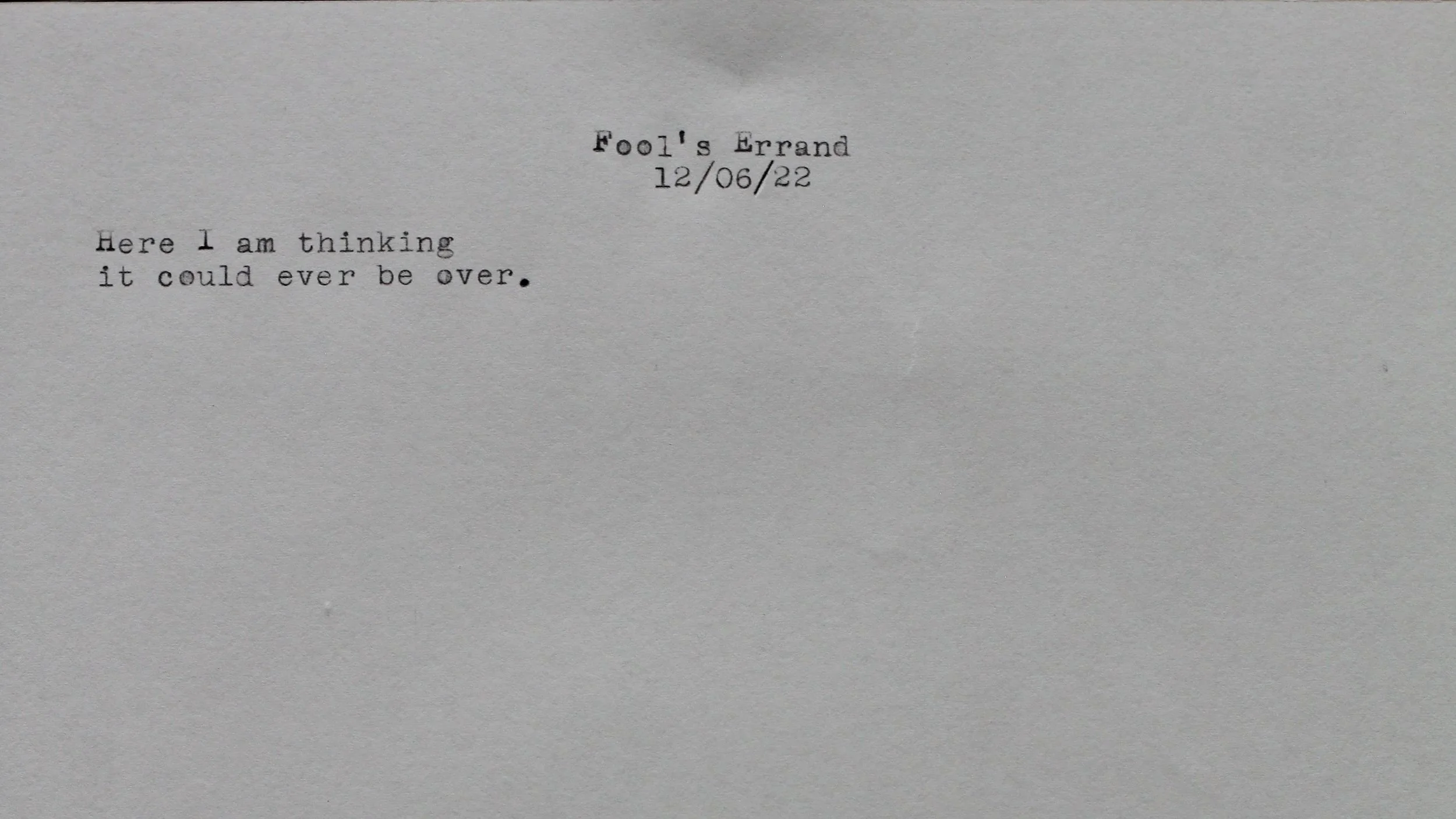 Fool’s Errand