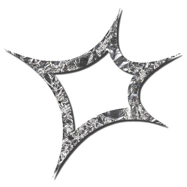 Abstract metallic star-shaped design with five curved points.
