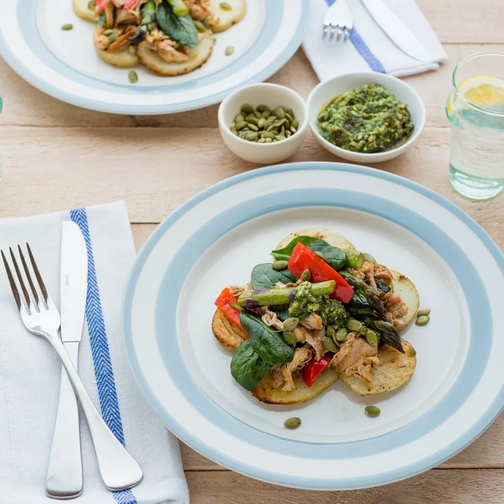 Pulled Chicken Salad with Basil Pesto