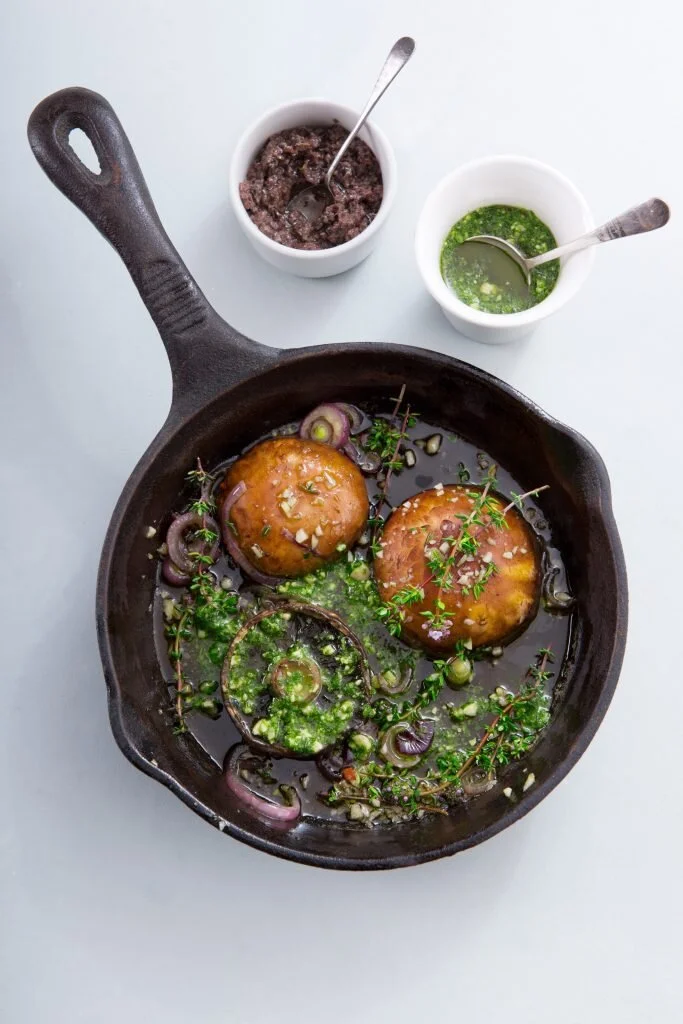 Portobello Mushrooms and Pesto (vegan)