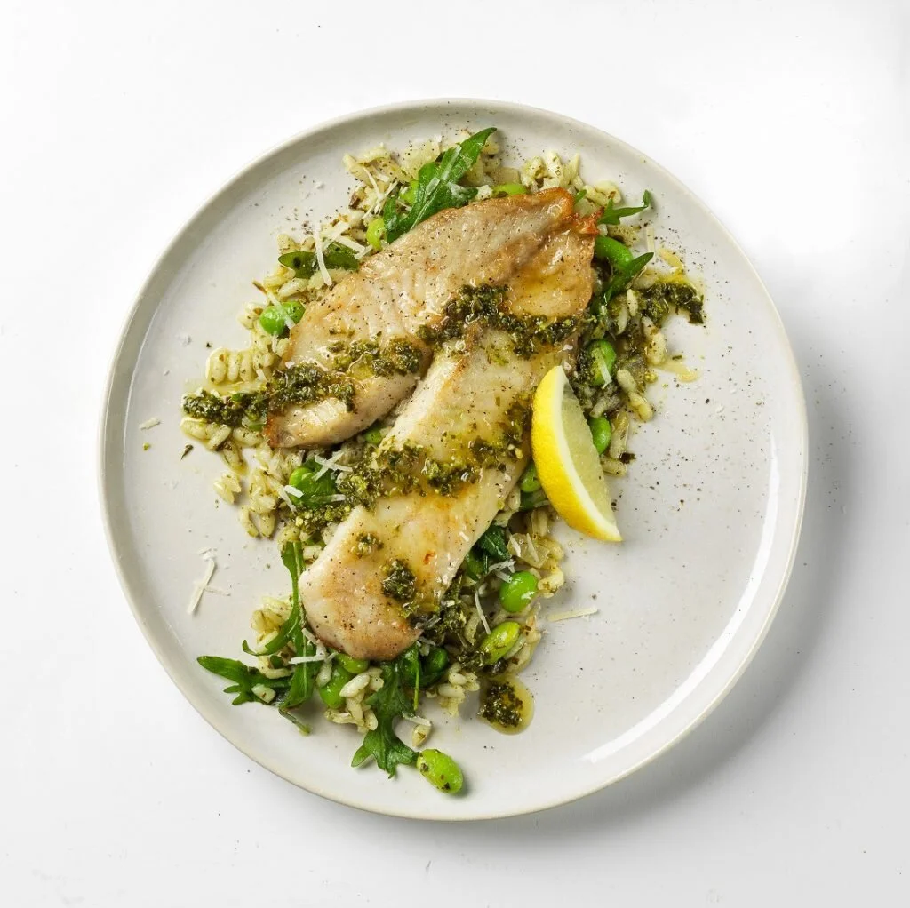 Green Risotto with Pan-Fried Fish