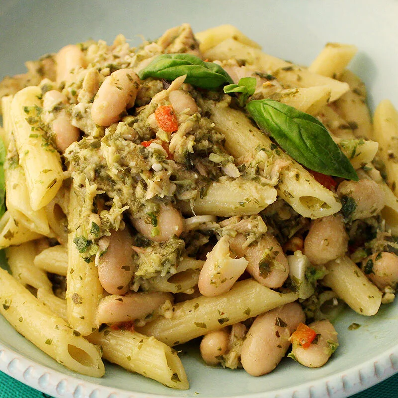 Tuna and White Bean Pesto Pasta