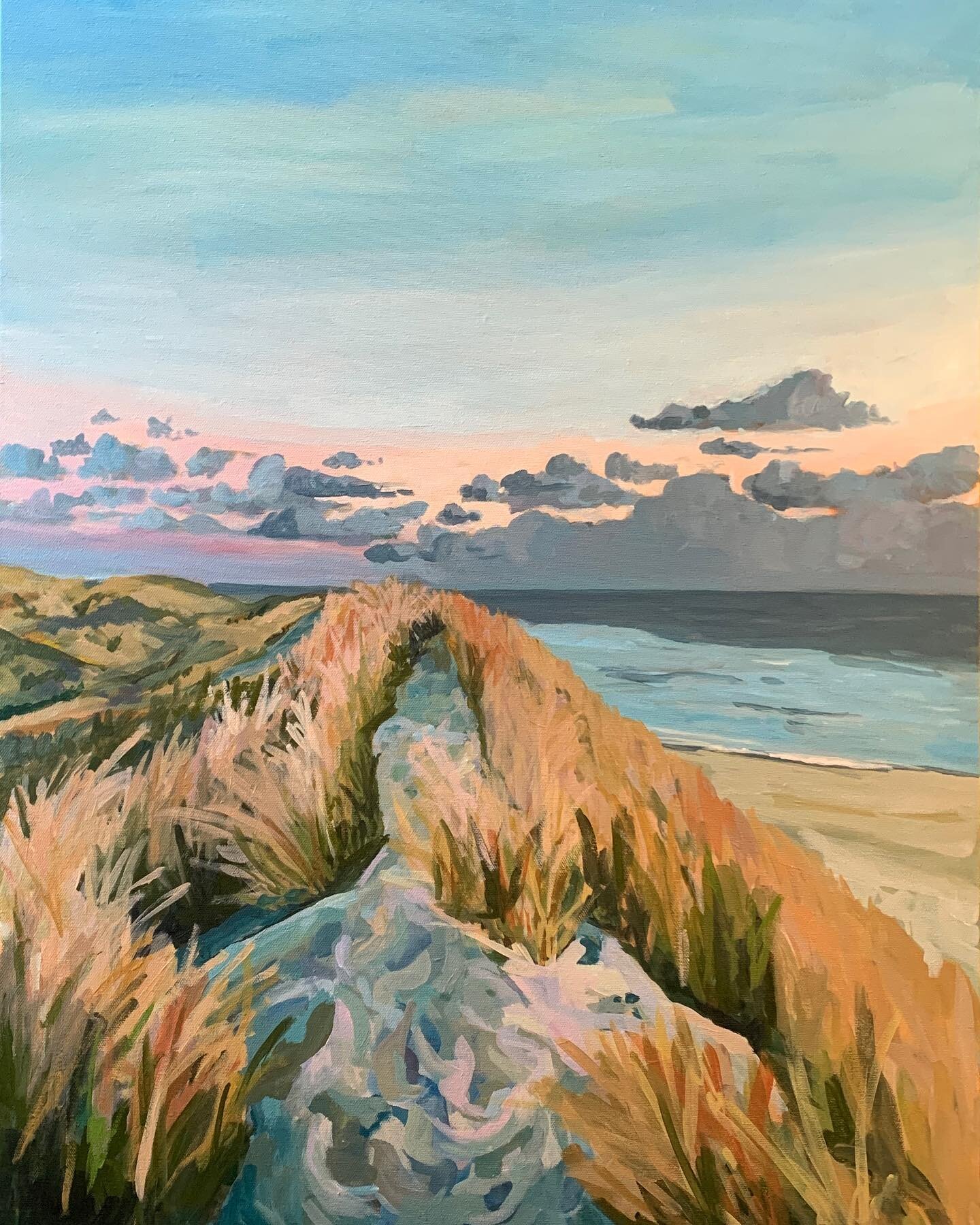 *still in progress* 

This is the first of many beach landscapes to come. All of my love for Lake Michigan needs an outlet. ✨

This piece is 2 feet by 3 feet and will be available within the next two weeks! Message me to claim! If you&rsquo;d like to