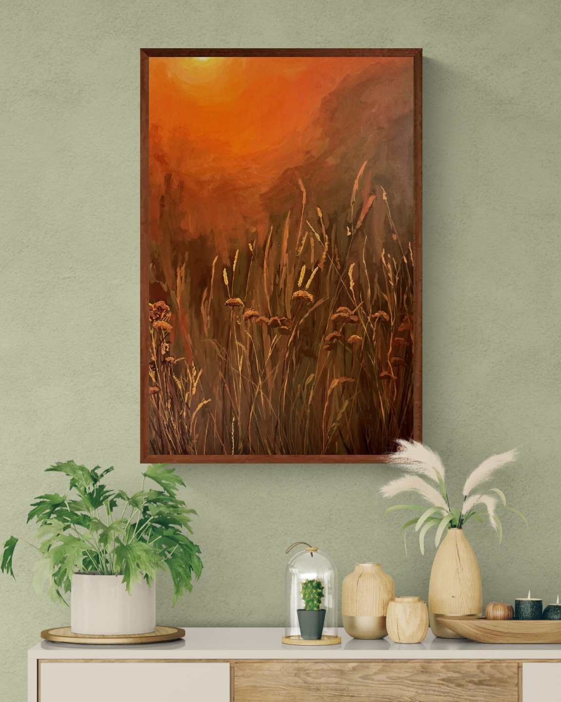 Cabinet with plants and wooden ornaments.jpeg