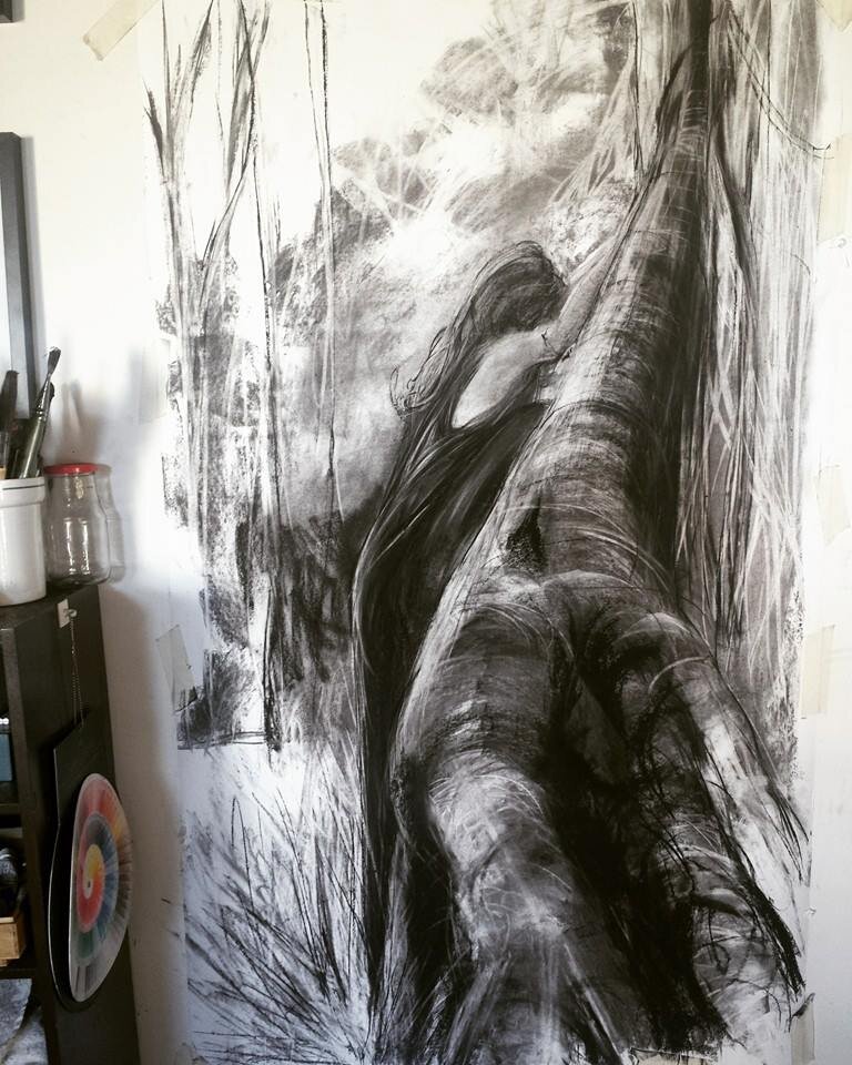 Tree Climbing, Charcoal on paper, 2017