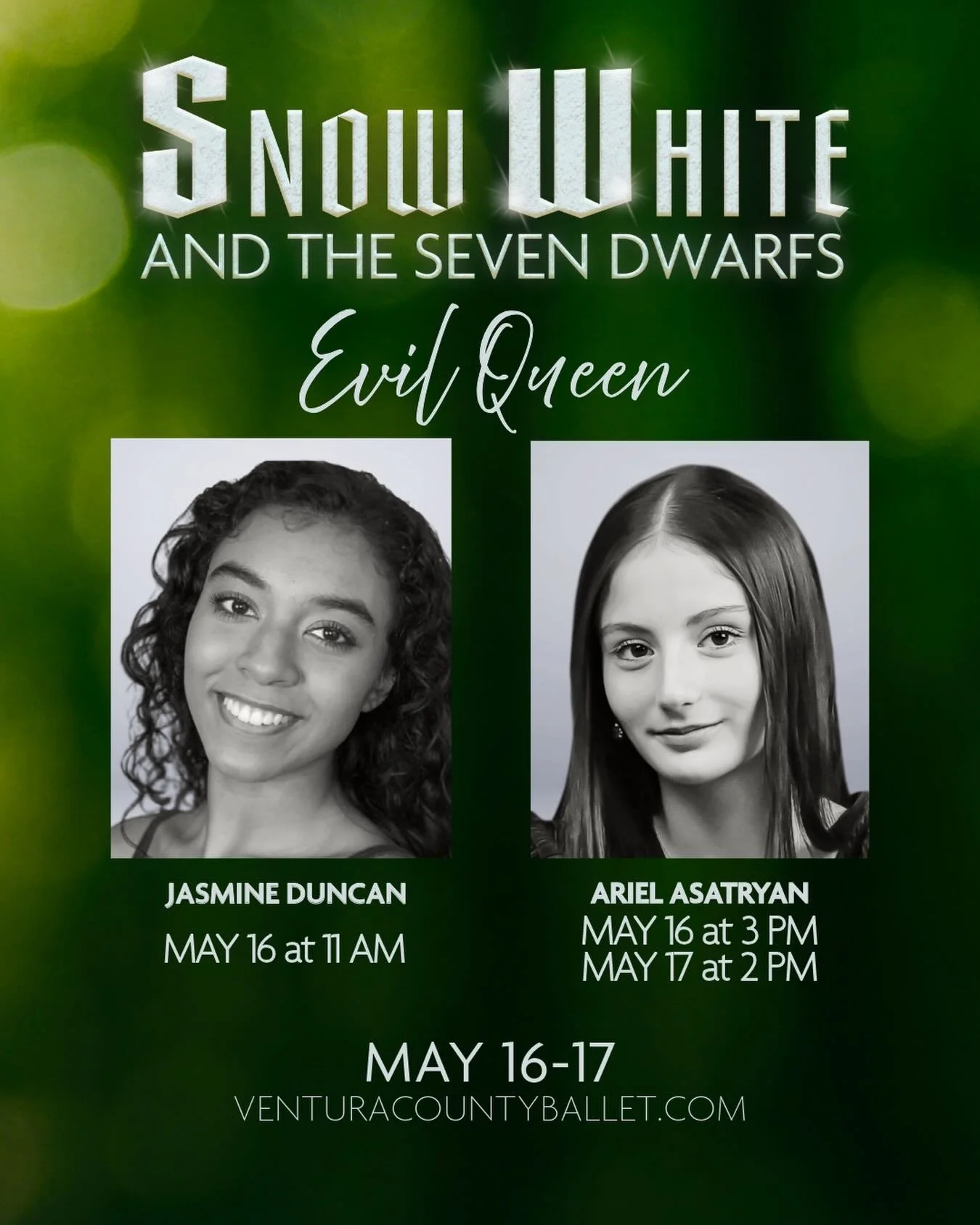 Mirror, mirror&hellip;the Evil Queens have arrived! 
🪞🍎👑

JASMINE DUNCAN grew up dancing at Ballet Academy Ventura. She attended summer intensives at Joffrey Ballet Chicago, San Francisco Ballet School, and State Street Ballet. She has performed a