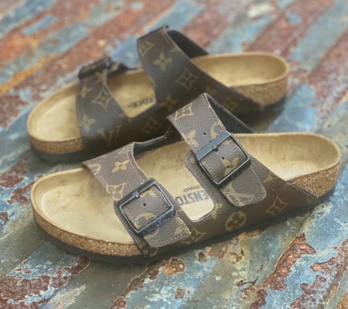 Hand Painted LV Birkenstock's  Birkenstock, Birkenstock shoes