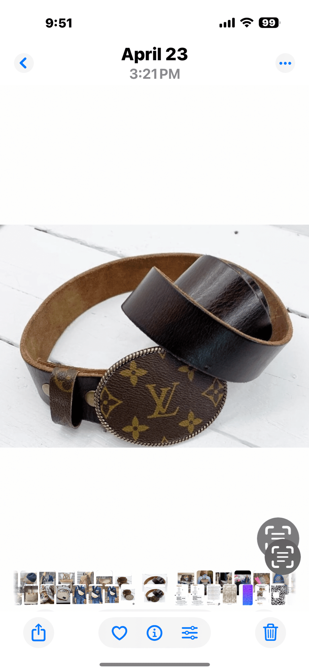 Louis Vuitton trophy buckle belt upcycled repurposed canvas
