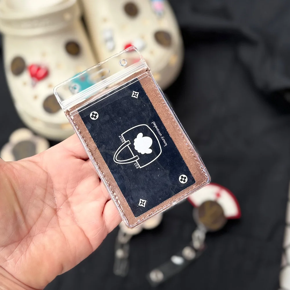 Upcycled reclaimed authentic Louis Vuitton canvas I.D tag holder