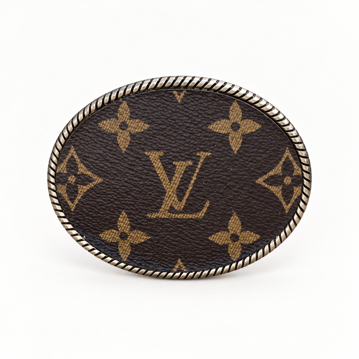 HARVESTED LOUIS VUITTON CANVAS UPCYCLED TROPHY STYLE BELT BUCKLE