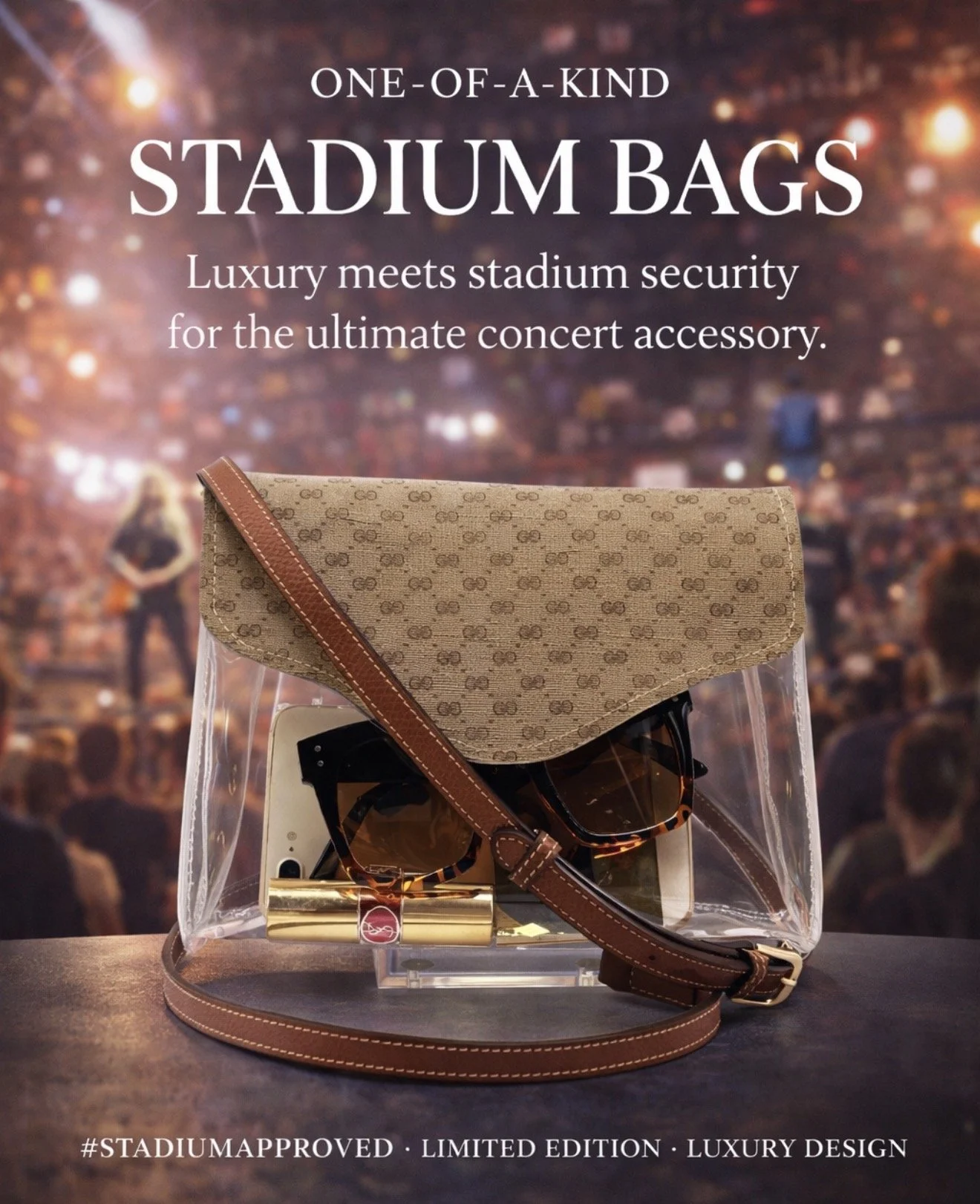 HARVESTED RARE GUCCI MICRO CANVAS STADIUM CONCERT BAG