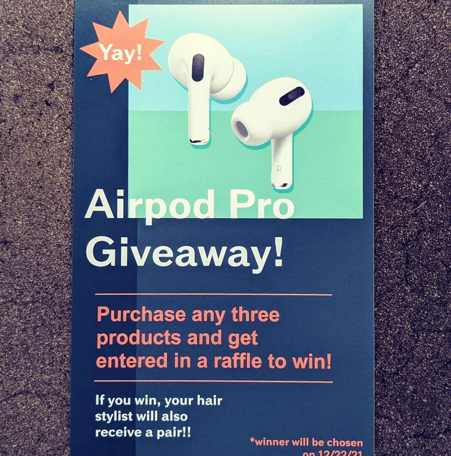 Contest ends 12/22/21
*Products must be purchased in store
.
#contest #promotion #airpodspro #durhamsalon #chapelhill #durhamnc