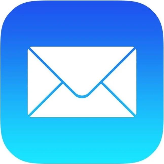 Blue square with white envelope