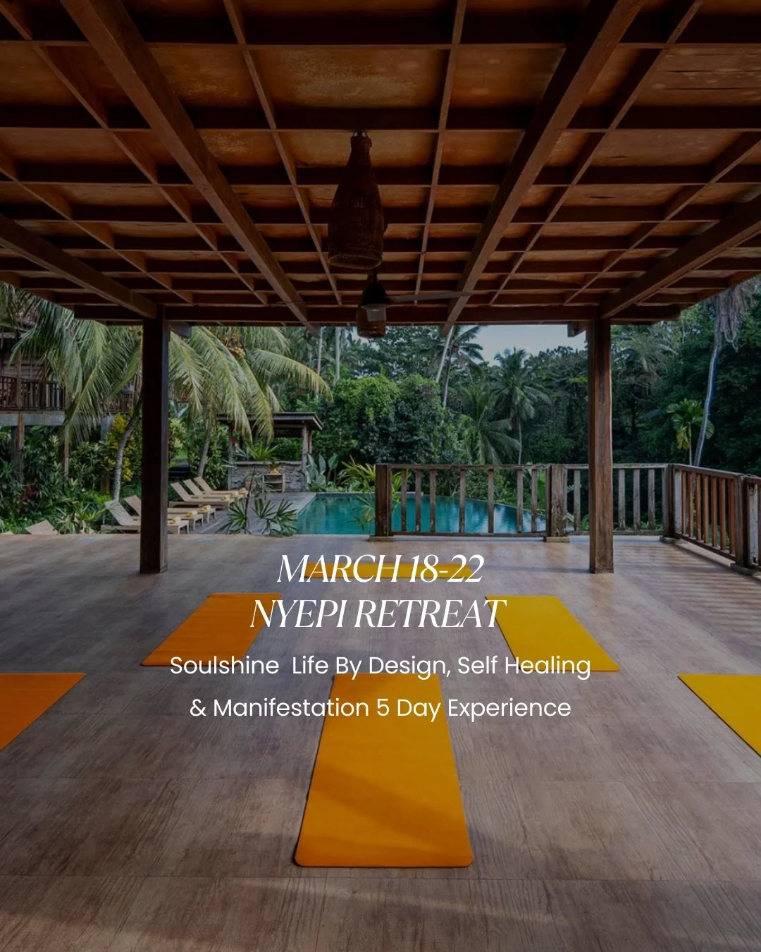 Exclusive Nyepi Retreat ✨🌺
Ubud, Bali - March 18-22, 2026 🌿🌞

Join us in Ubud, Bali - a luxurious intimate experience 💫 for women who desire to disconnect to reconnect 🤍 - to their truth, inner freedom and unlock 🔓 their soul-yes for life! 🌸🔥