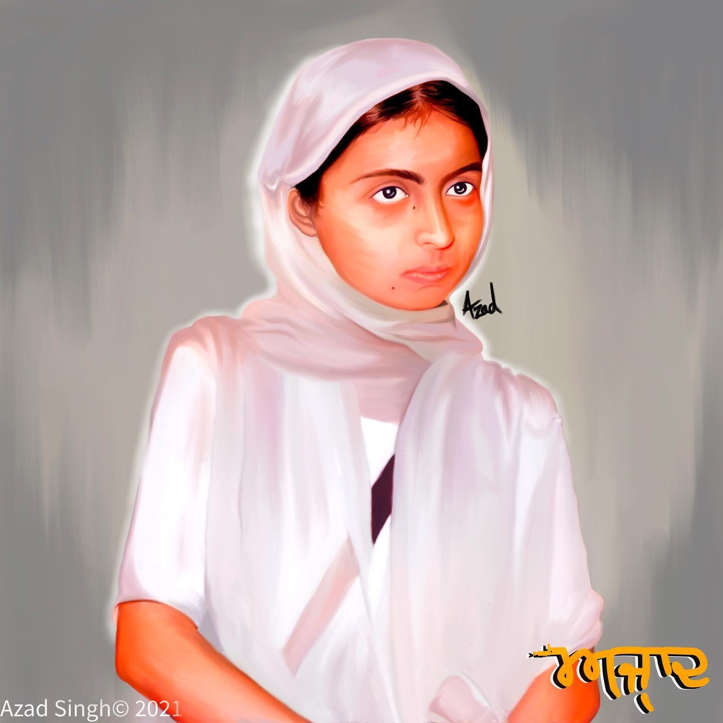 Bibi Upkar Kaur Ji
&bull; Painting 
&bull;
&bull;
#shaheed #kaur #bibi #june1984 #neverforget84 #sikh #art #painting #azaad #azaadi