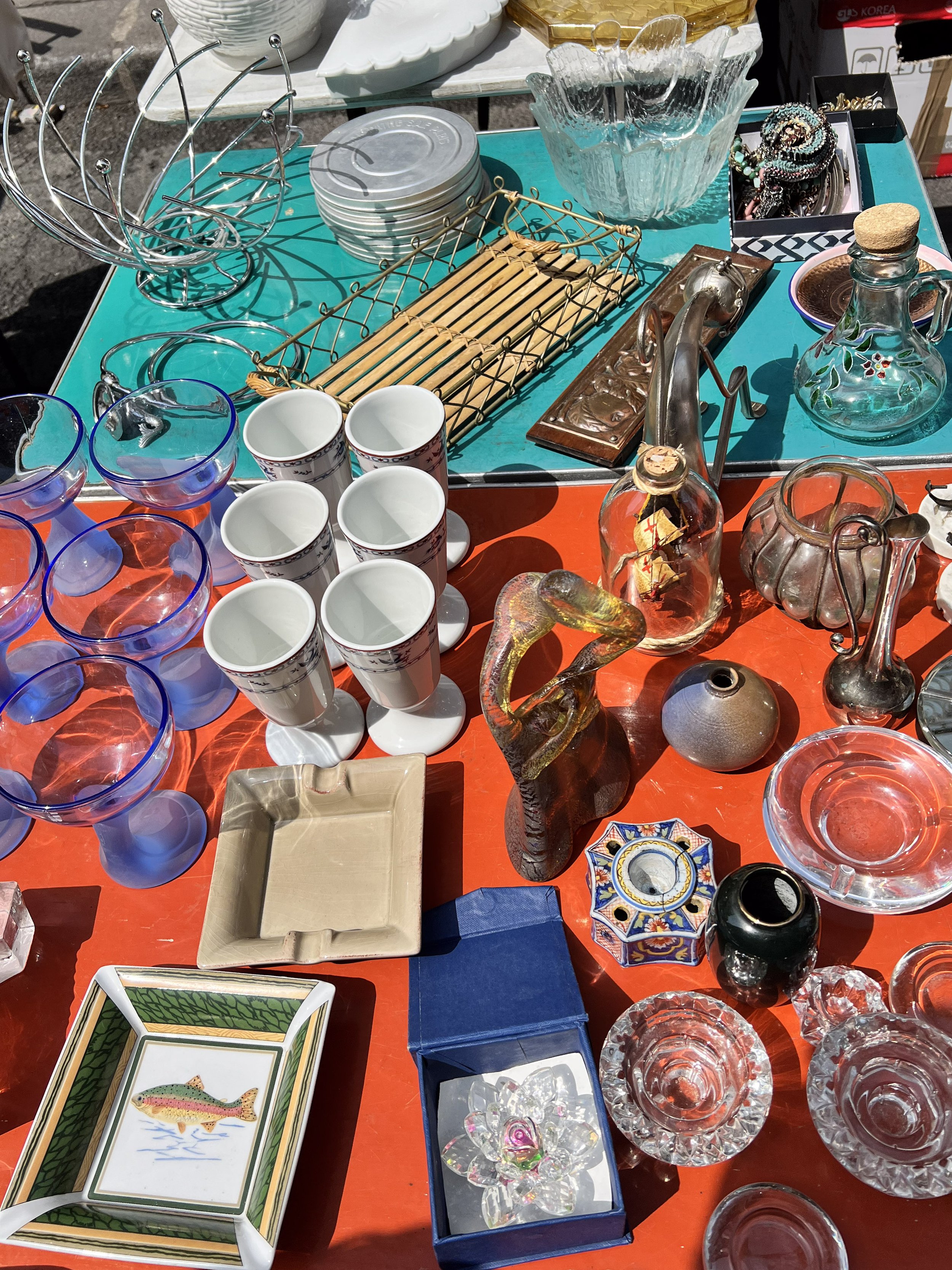   vintage glassware in parisian market  
