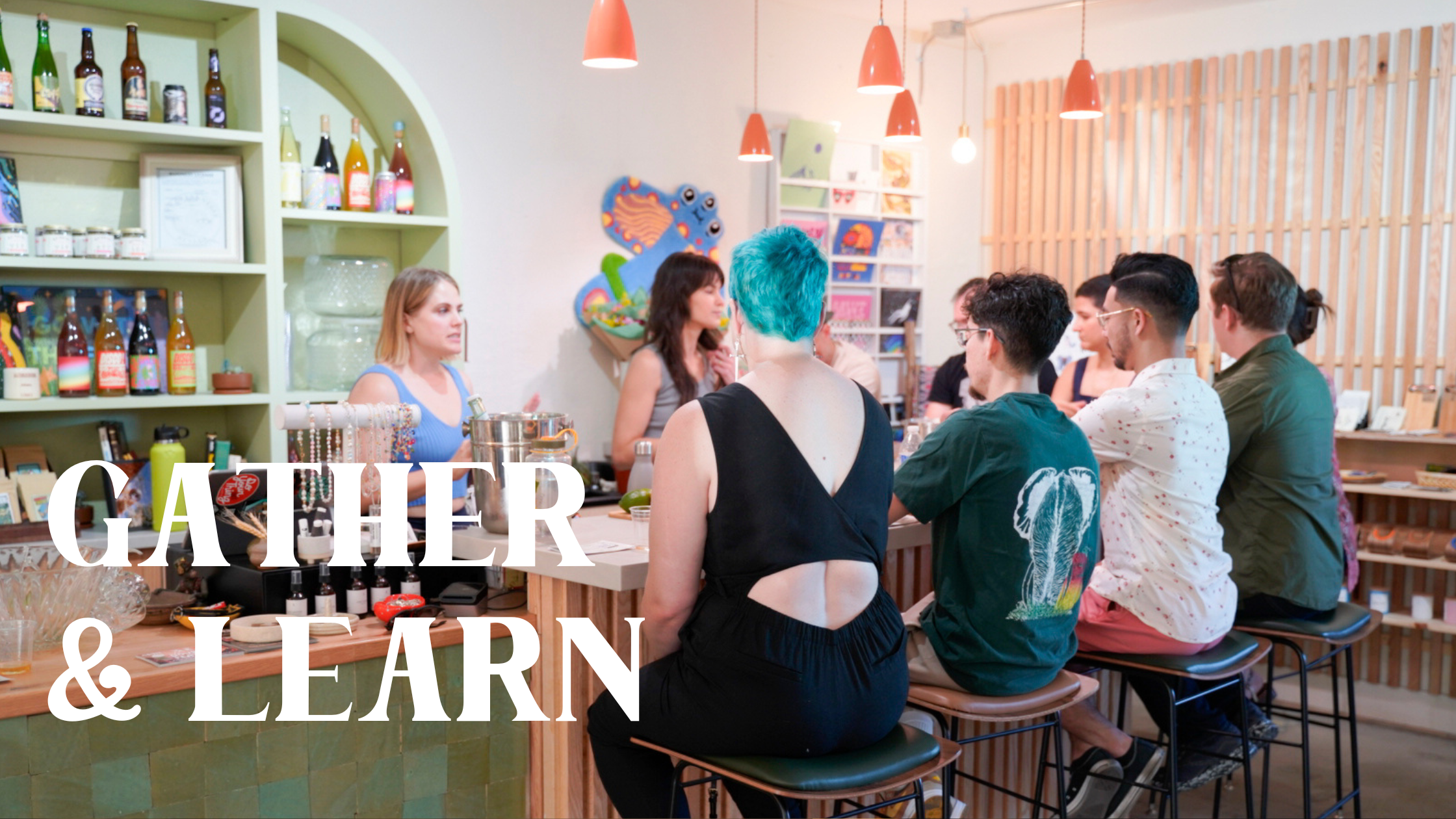 gather and learn - group of people in a cocktail glass in downtown las vegas nevada at akin cooperative 