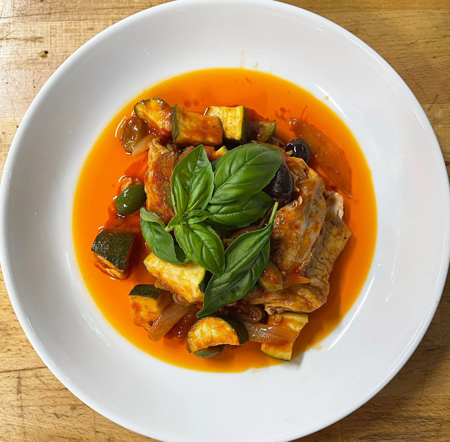 Mains – Chicken Provençal and smashed potatoes (serves 2)