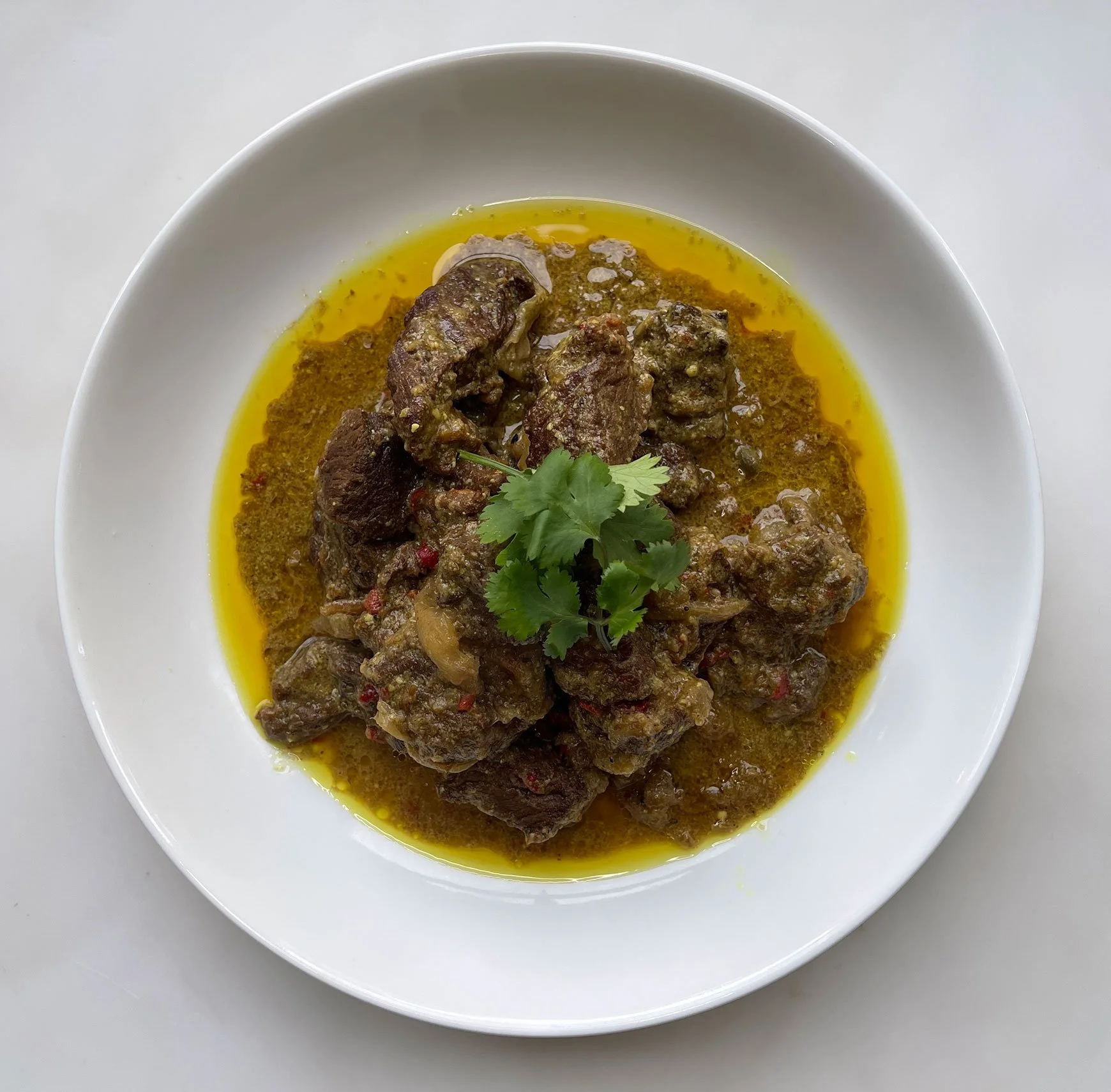 Mains – Braised beef curry and rice pilaf (serves 2)