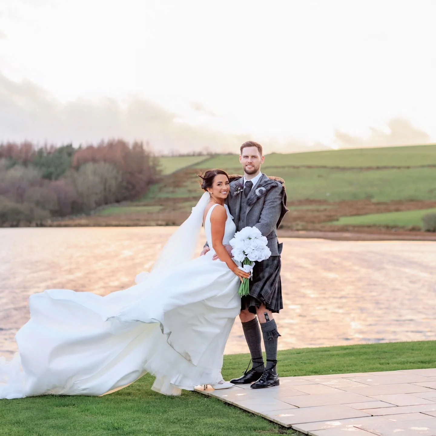 Just Married! Stacey &amp; Scott got married recently at @lochsidehousehotel. The had a massive bridal party of 19...yes 19! We had rain we had gale force wind but we also got an incredible sunset. Stacey was a bit reluctant to venture out into the e