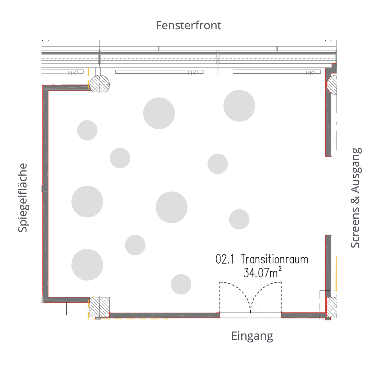 Evolving concepts for the Transition Room, captured across different stages of the UX process.