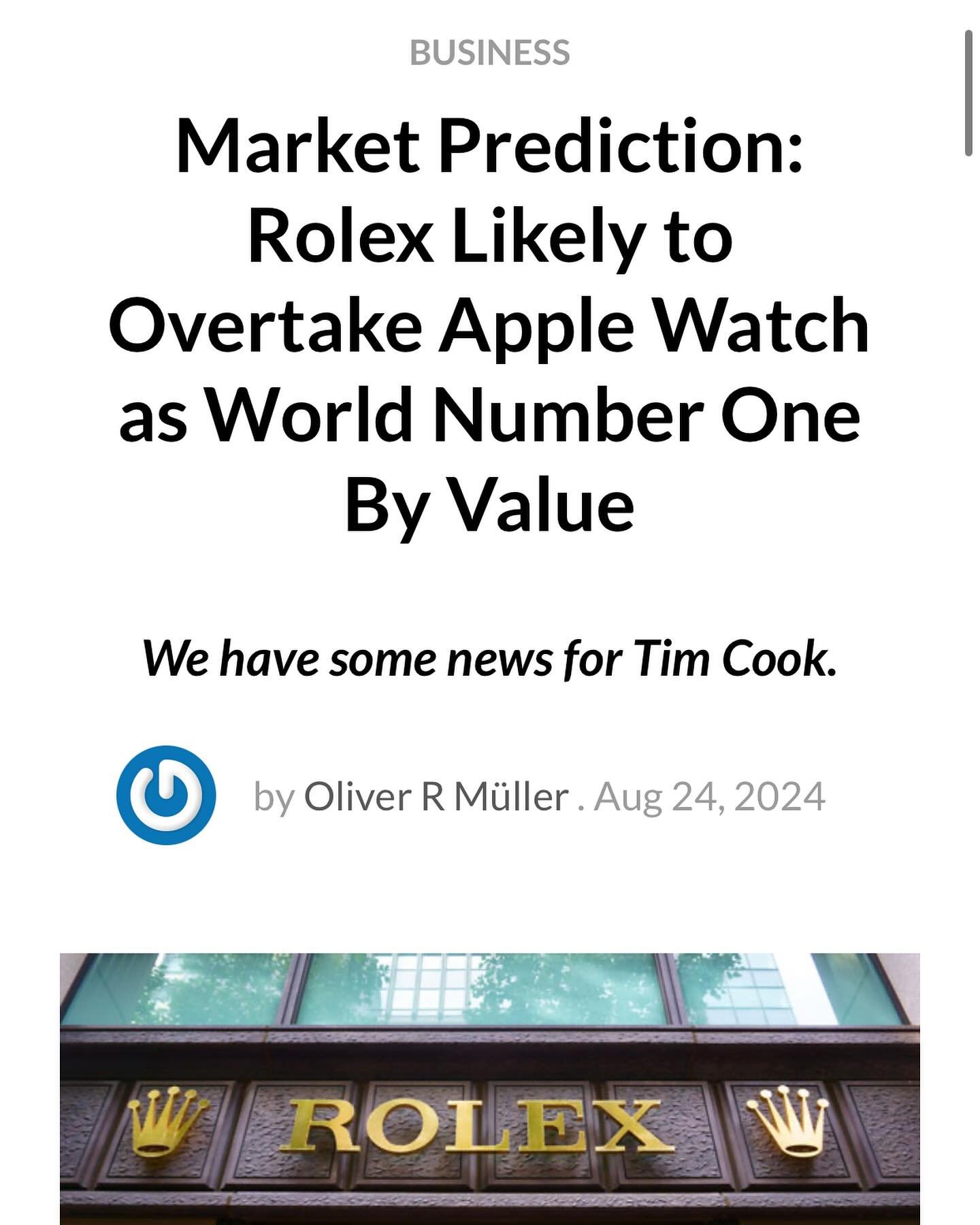 My prediction for 2024 is that #rolex is retaking its crown 👑 it had lost to #apple !
Read my article @revolution.watch . Link in bio