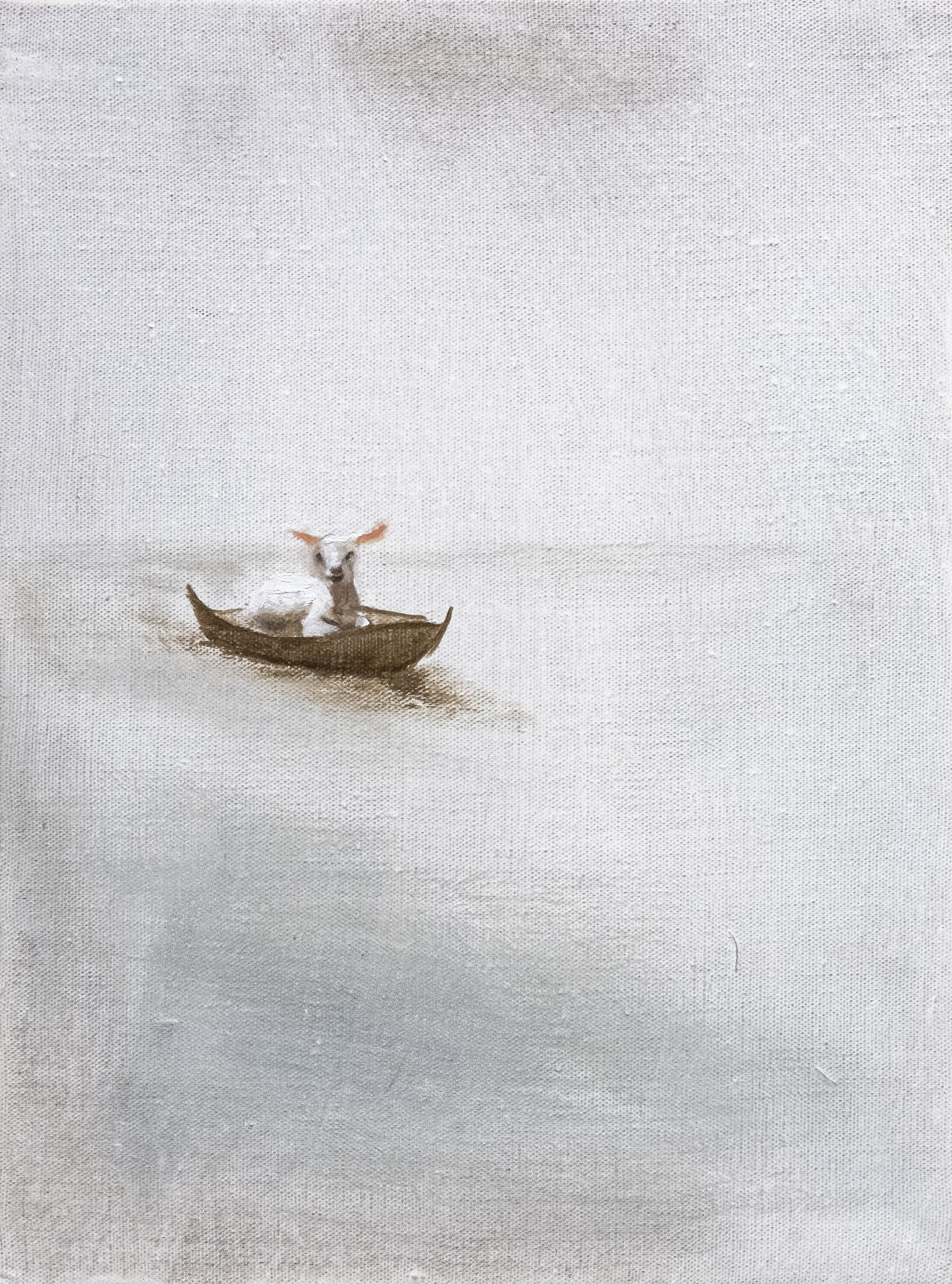 At Sea, 2024, Oil on hand-primed linen, 40 x 30 cm