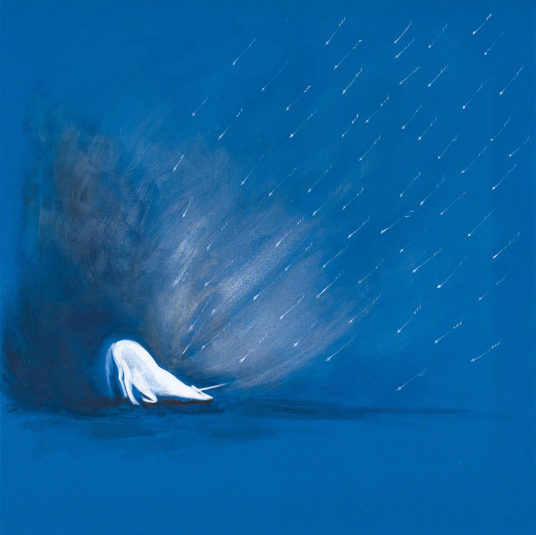 Surrender, 2025, Silk pigments on cotton, 100x100 cm