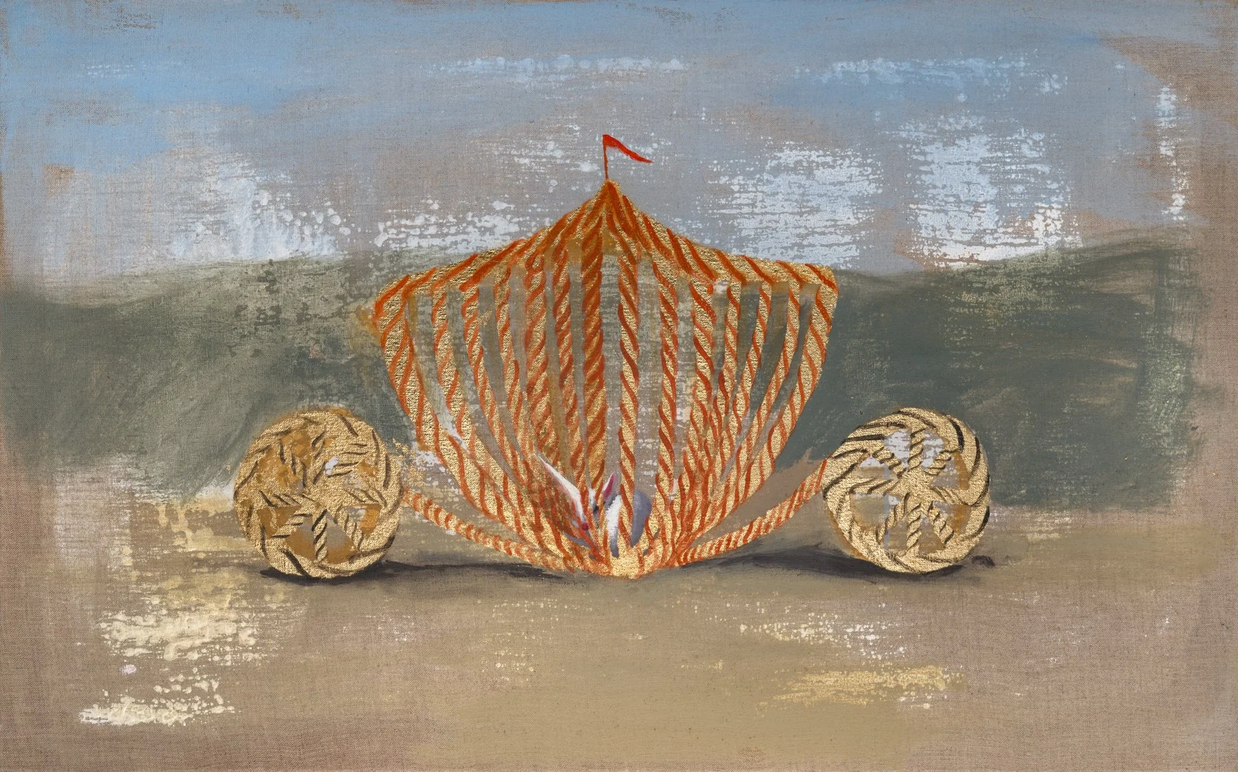 The Unicorn Carriage, 2025, Oil and gold leaf on hand-primed linen, 80x50 cm