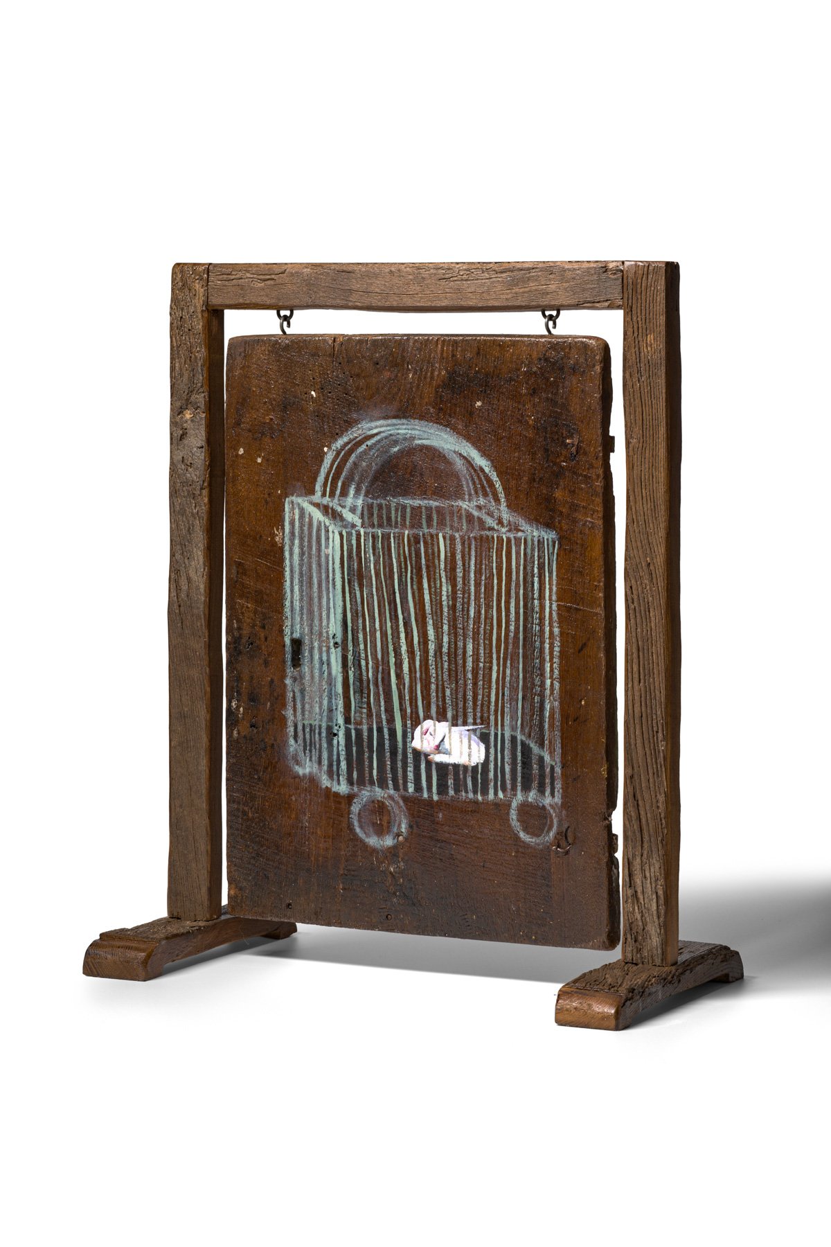 A King is Born (Frame view, side A), 2025, Oil on wood, 67x53 cm