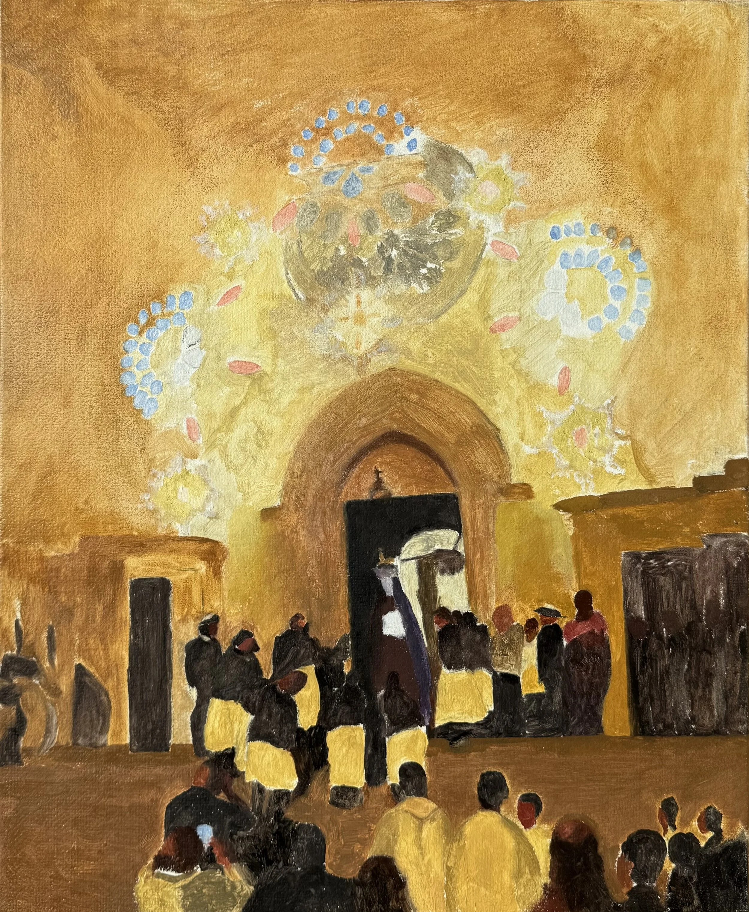 Processione della Madonna Addolorata di Putignano, 2023, Oil on hand-primed jute, 55 x 45 cm