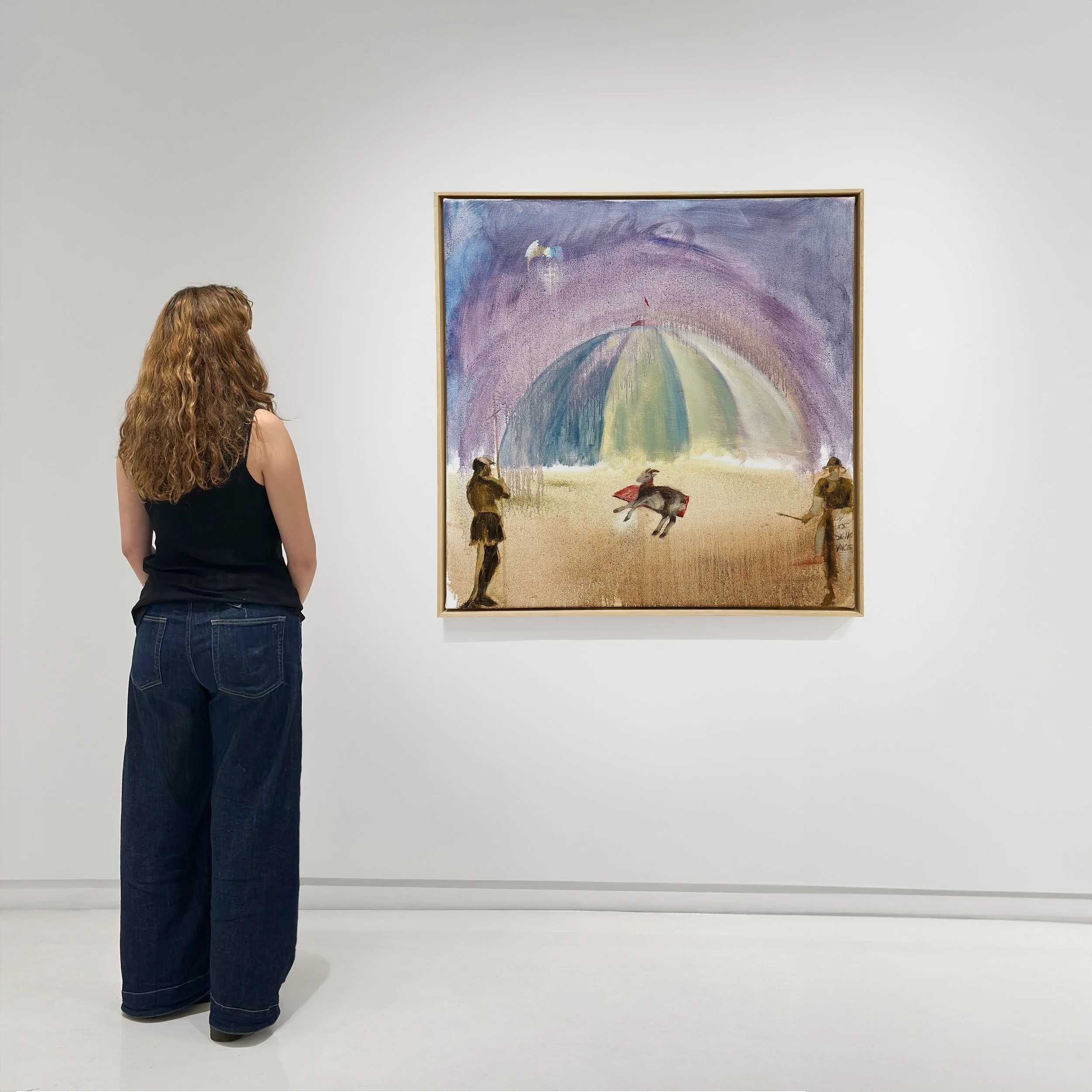 Constantine's Dream, 2024, Oil and silver leaf on jute, 90 x 90 cm (Installation shot)
