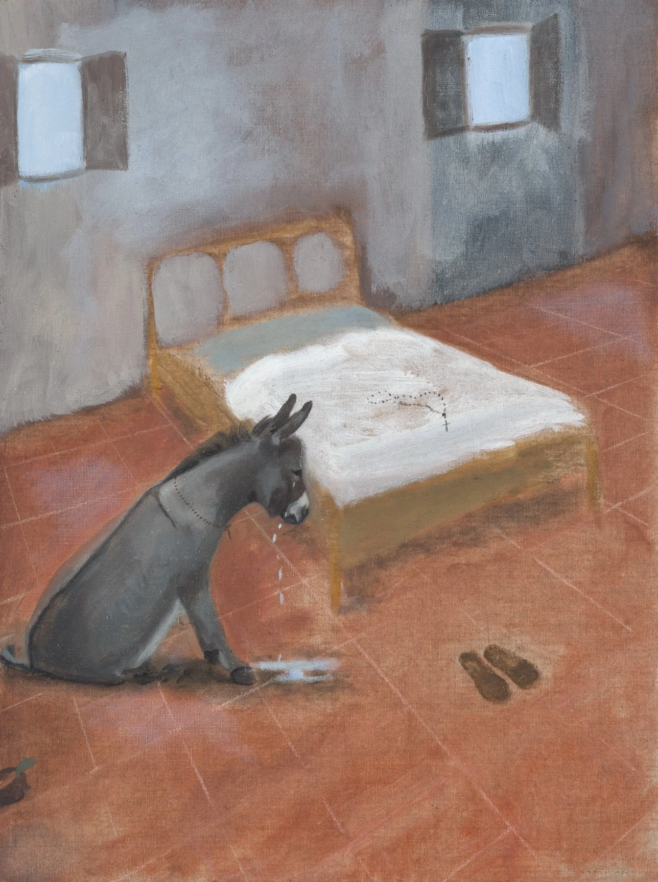 St Francis' Donkey, 2025, Oil on linen, 40x30 cm