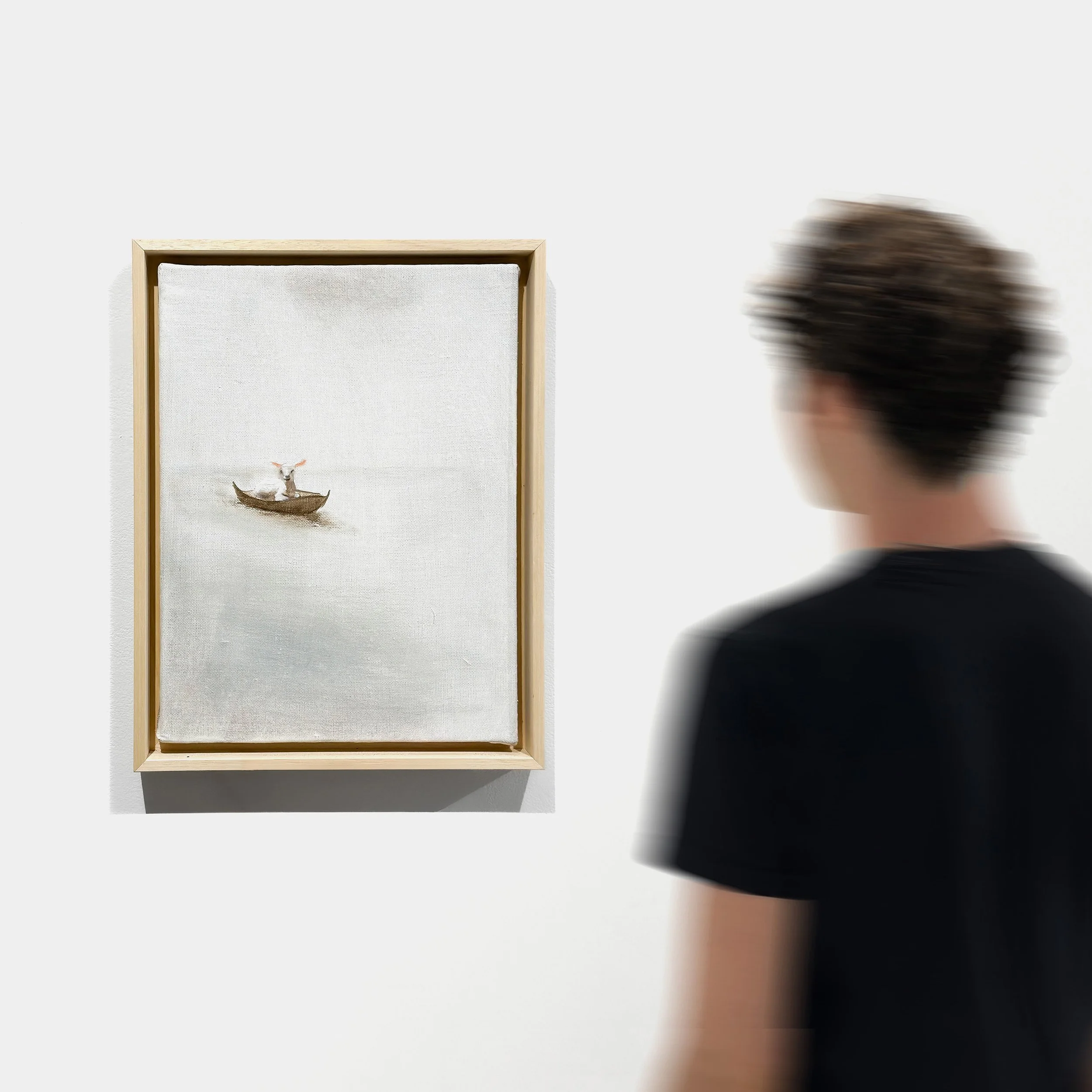 At Sea, 2024, Oil on hand-primed linen, 40 x 30 cm (Installation shot)