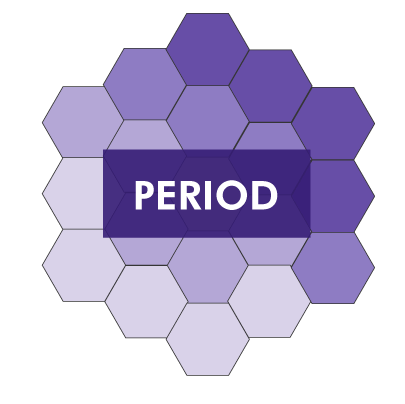 period team logo. purple gradient in the shaped of a hexagon from the James Webb Space Telescope