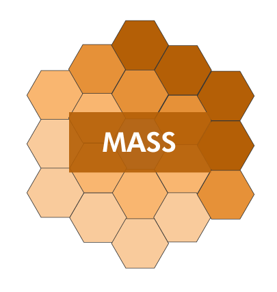 mass team logo. orange gradient in the shaped of a hexagon from the James Webb Space Telescope