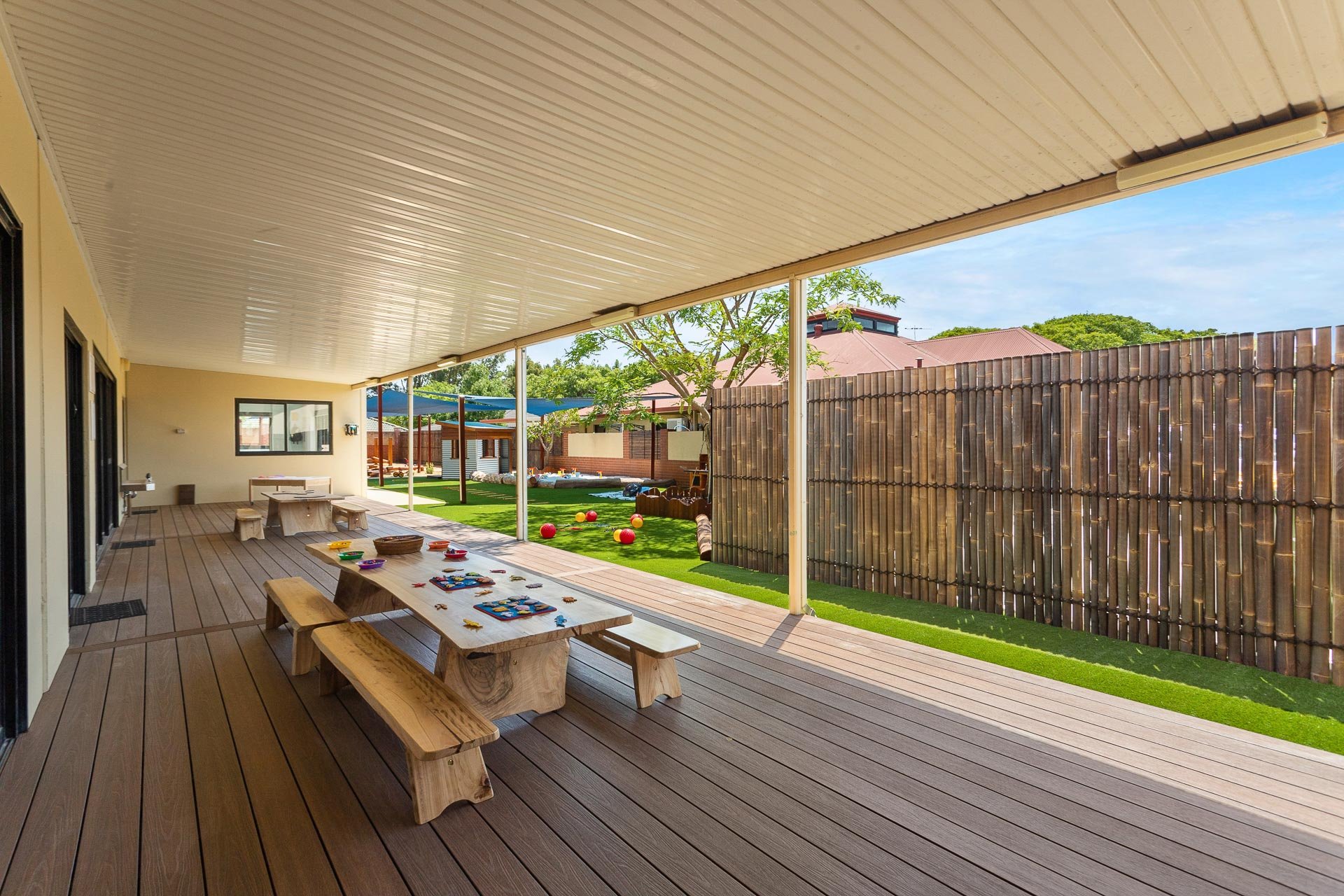 Outdoor eating area at Cuddles Childcare Canning Vale