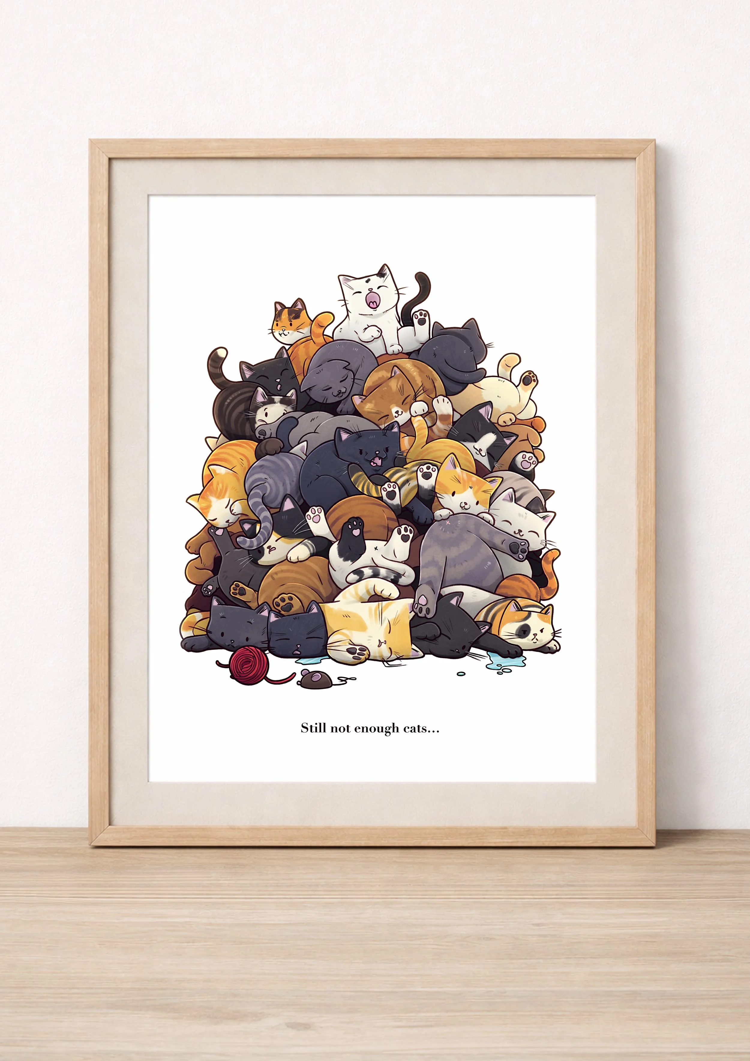 Cat-astrophe Collective: Chaotic Cat Pile A4 Art Print